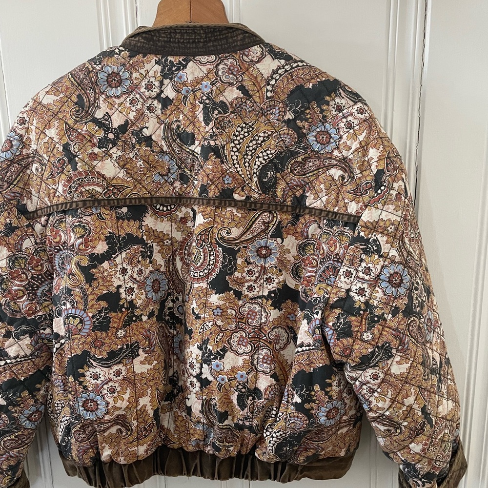 Free People Patchwork Bomber Jacket - Brown and C… - image 3
